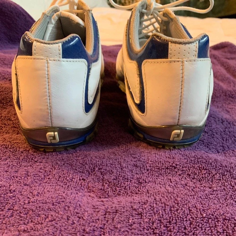 Foot Joy White/Royal Blue Leather Golf Shoes sz 8.5 M
